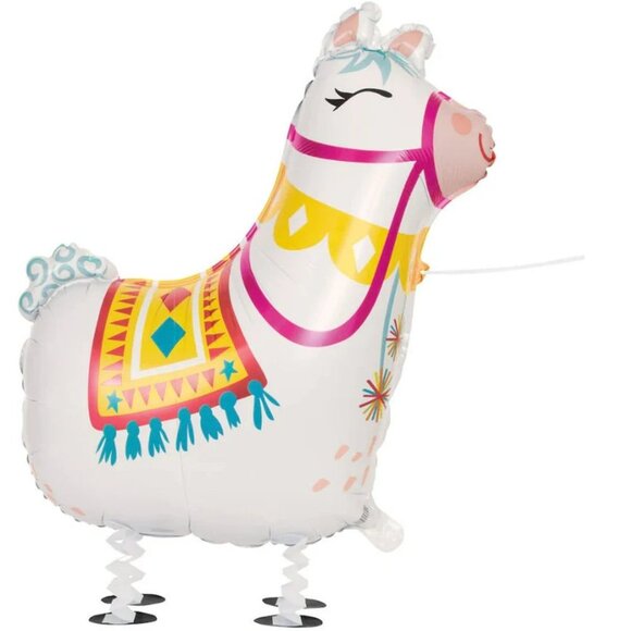 321 Party Walking Foil Llama Helium Printed Both Sides Balloon Set of 2 Balloons - Picture 3 of 4